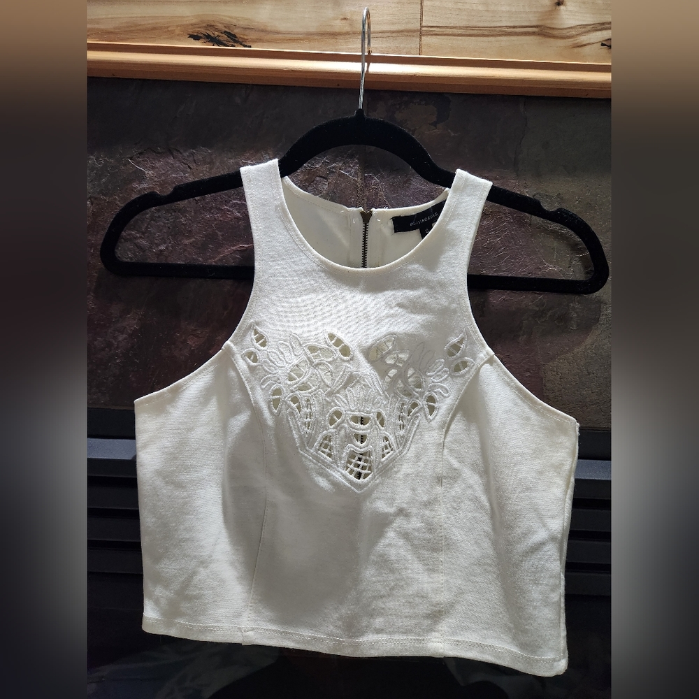 Cream cutout crop top